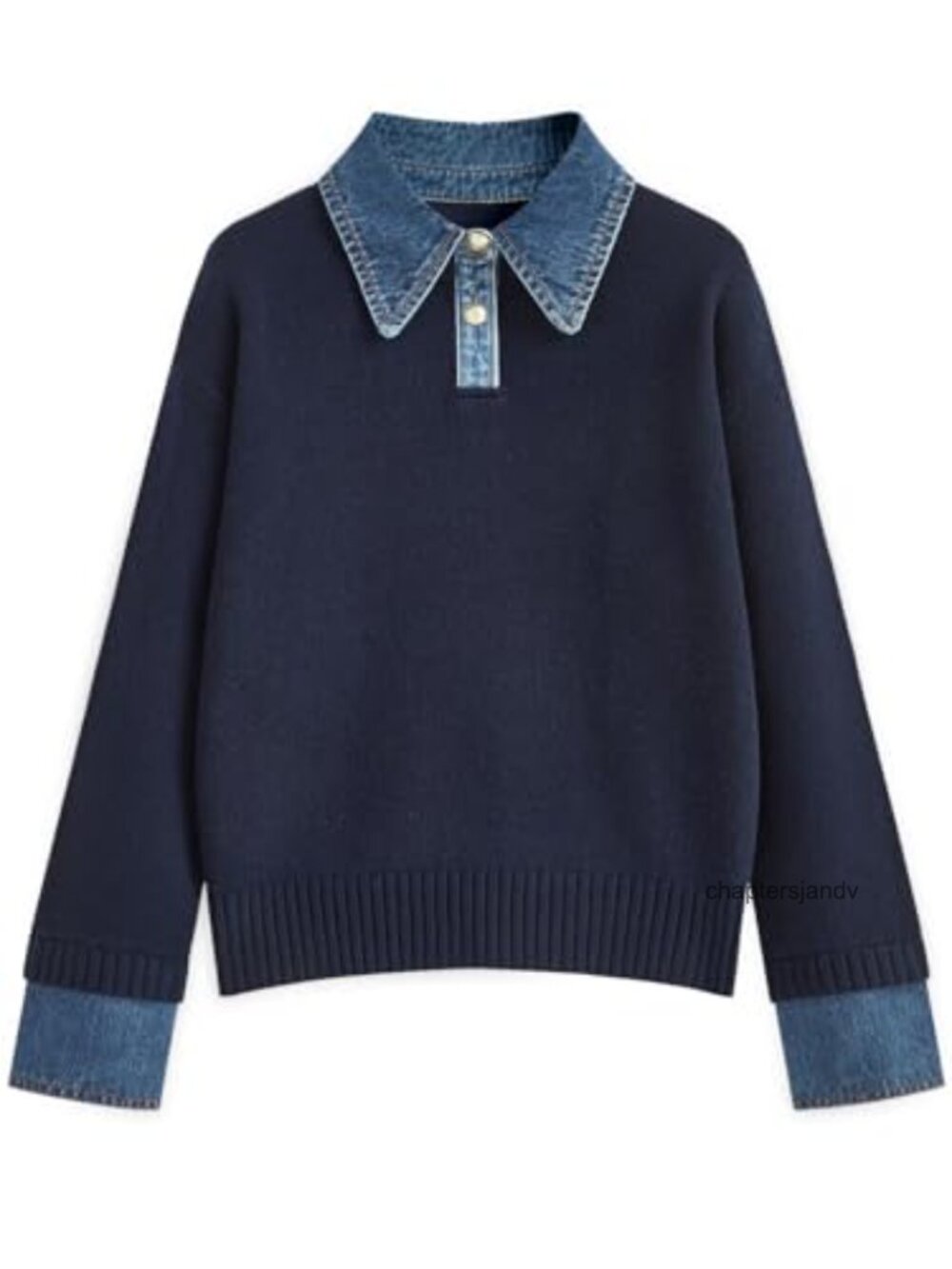 Oversized Knit Polo Collar Sweater V-Neck Button Pullover